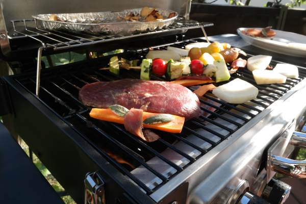 Gemüse und Fleisch am Griller 1