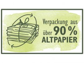 Zeichen "Verpackung aus über 90 % Altpapier hergestellt"